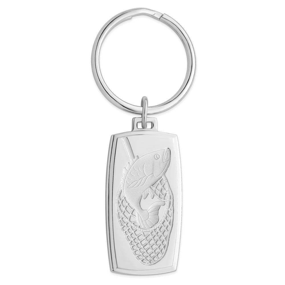 Rhodium-plated Kelly Waters Fish in Net Key Ring QGP3841