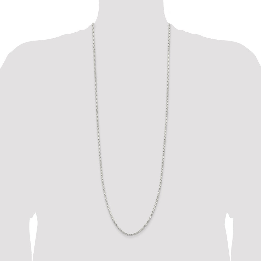 Sterling Silver 2.6mm Round Box Chain 36 Inches