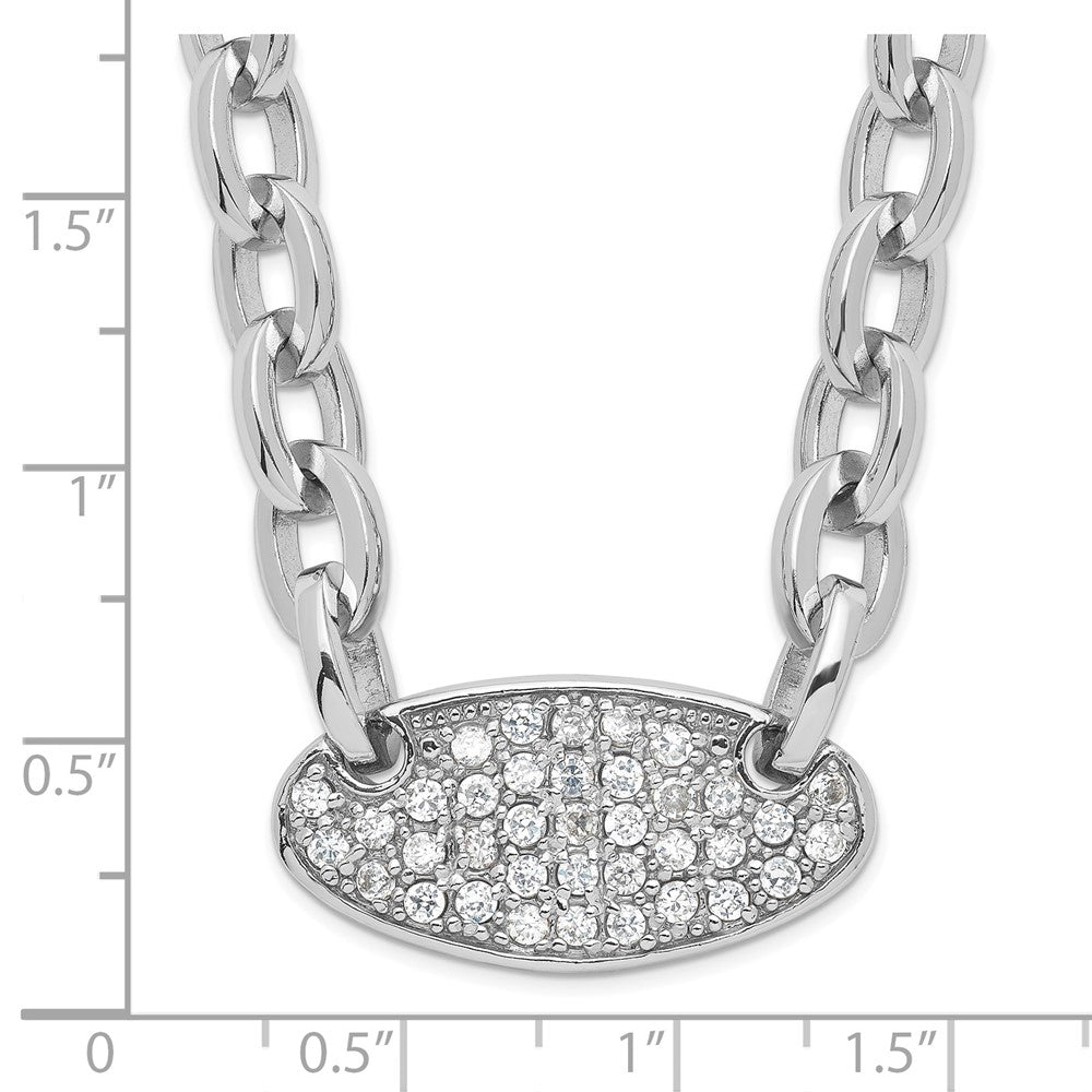 Sterling Silver Oval Link w/ CZ Necklace
