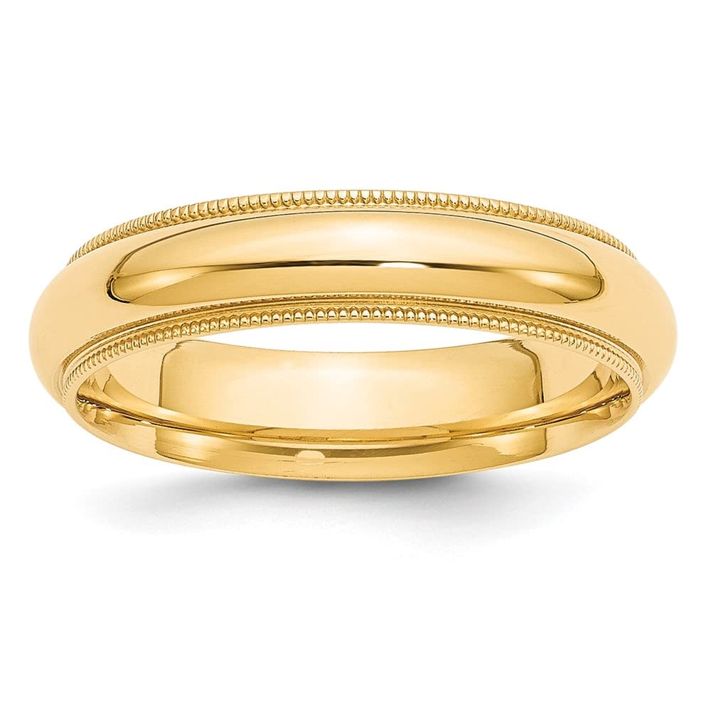 10k Yellow Gold 5mm Milgrain Half Round Comfort Fit Wedding Band Size 7