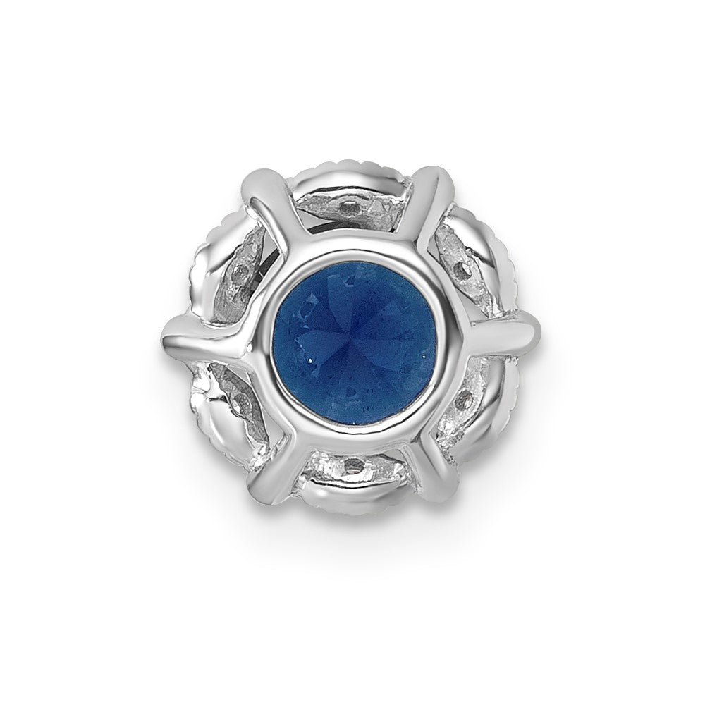 Sterling Silver Created Sapphire and CZ Pendant