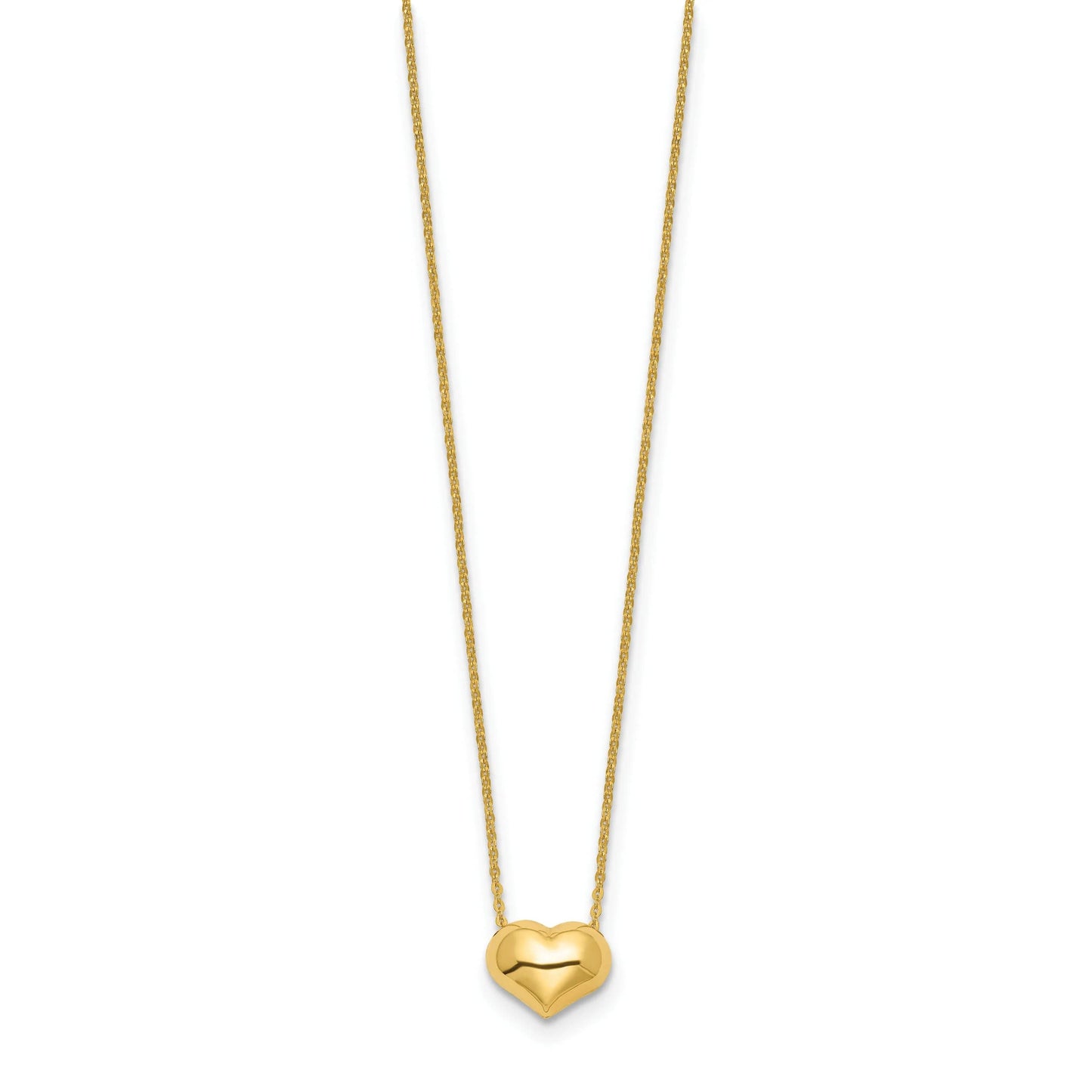 14k Polished Puffed Heart 16.5 inch Necklace