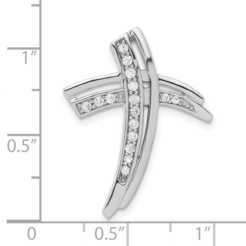 Sterling Silver CZ Cross Slide Pendant