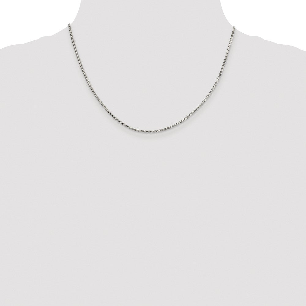 Sterling Silver Rhodium-plated 1.7mm Diamond-cut Round Spiga Chain