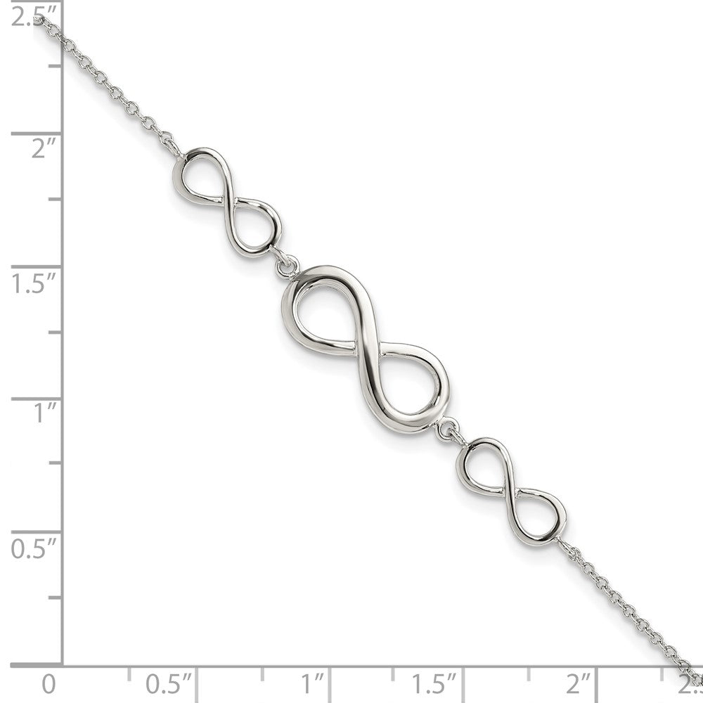 Sterling Silver Rhodium-plated Polished Infinity Symbol Bracelet 7.25 inches