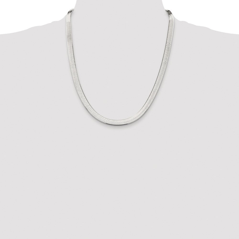 Sterling Silver Rhodium-plated 7.3mm Magic Herringbone Chain