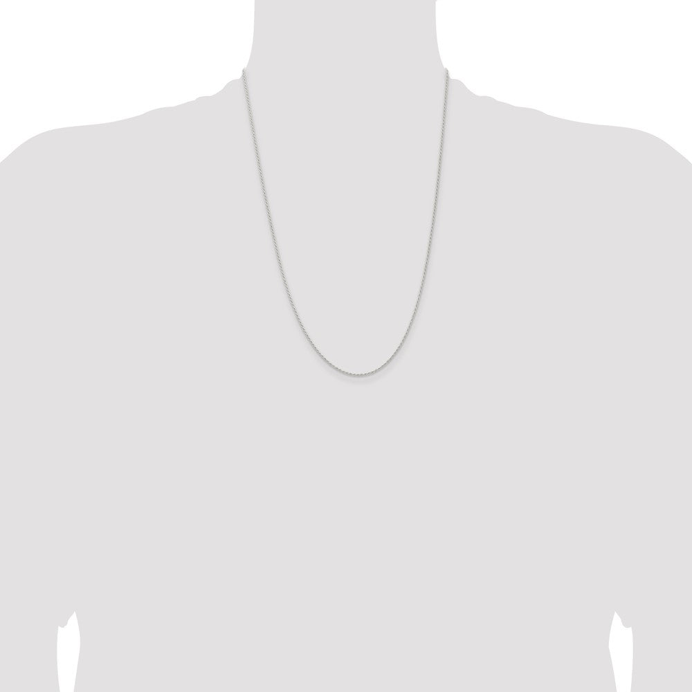 Sterling Silver 1.3mm Solid Rope Chain 24 Inches