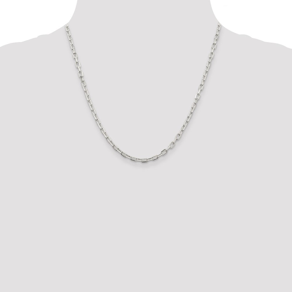 Sterling Silver 3.75mm Diamond-cut Long Link Cable Chain 20 Inches