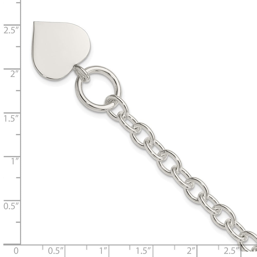 Sterling Silver Engraveable Heart Bracelet 7.5 inches