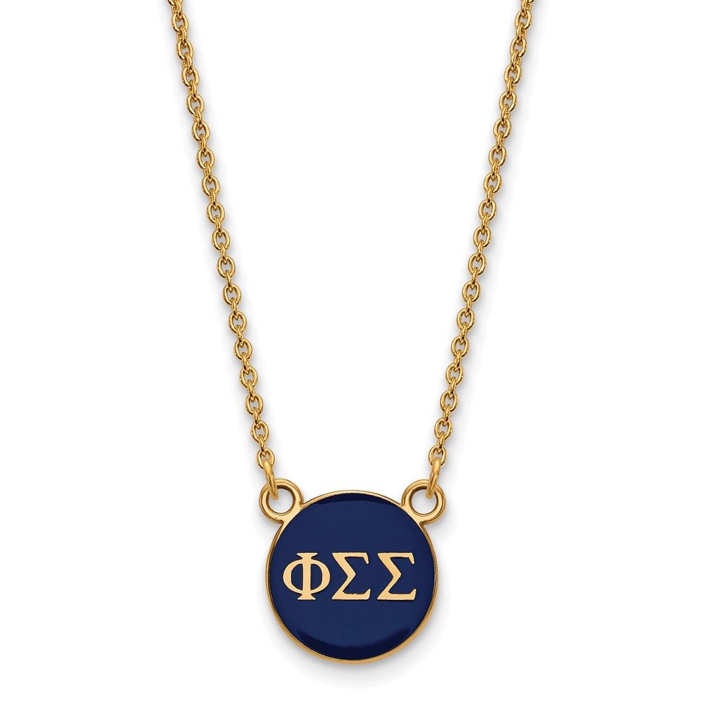 Sterling Silver Gold-plated LogoArt Phi Sigma Sigma Sorority Greek Letters Small Color Enamel Pendant 18 inch Necklace