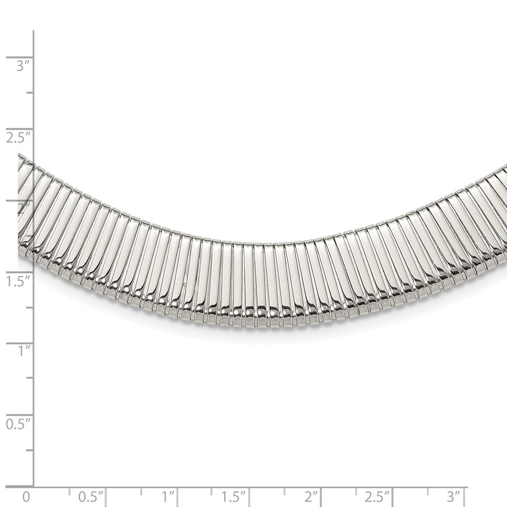 Stainless Steel Polished and Textured 18in Omega Necklace