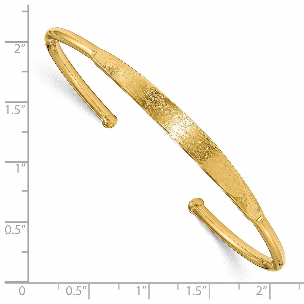 Sterling Silver Gold-plated Polished & Scratch Finish Cuff Bangle