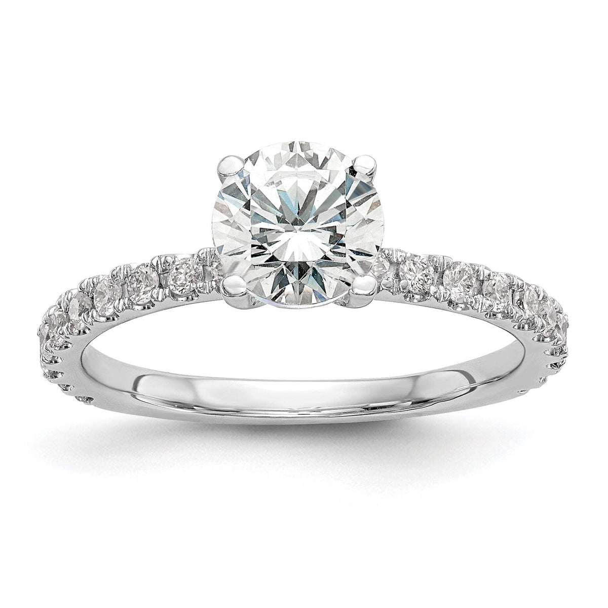 14k White Gold 1/3 carat Lab Grown Diamond VS/SI+ G+ 1 carat Center Round Semi Mount Engagement Ring