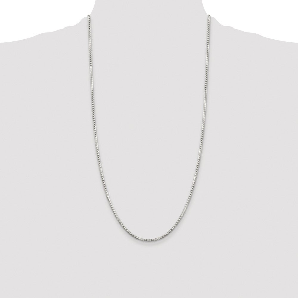 Sterling Silver Rhodium-plated 2mm 8 Sided Diamond-cut Box Chain