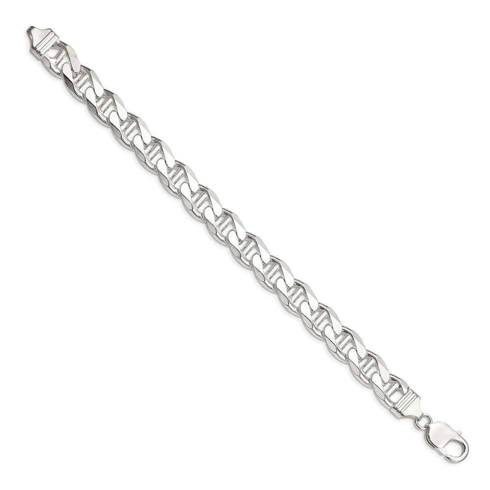 Sterling Silver 10.8mm D/C Flat Anchor Curb Chain 9 inches