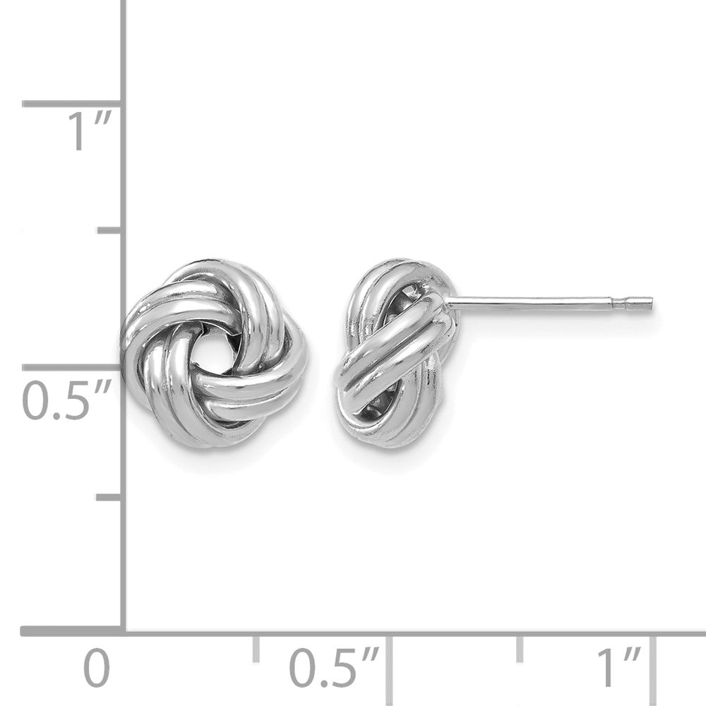 10K w/White Rhodium Polished Love Knot Post Earrings