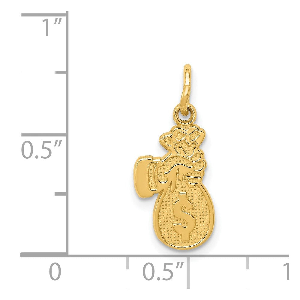 14k Money Bag Charm Yellow Gold