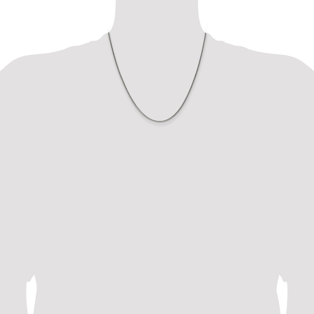 Sterling Silver Antiqued 1.6mm Solid Square Spiga Chain 20 Inches