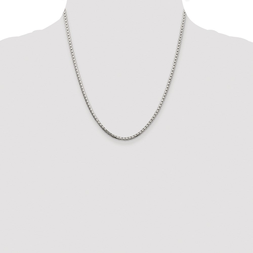 Sterling Silver Rhodium-plated 2.5mm 8 Sided Diamond-cut Box Chain