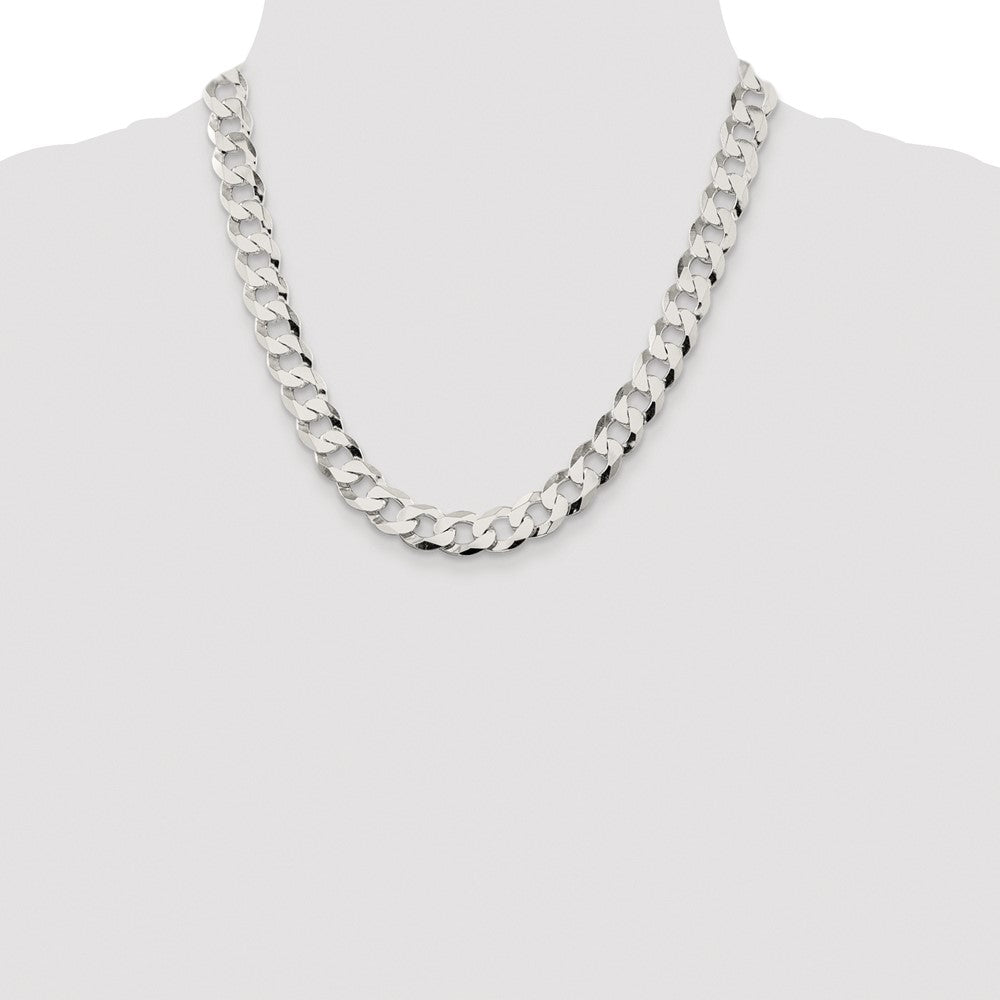 Sterling Silver Rhodium-plated 11.75mm Flat Curb Chain
