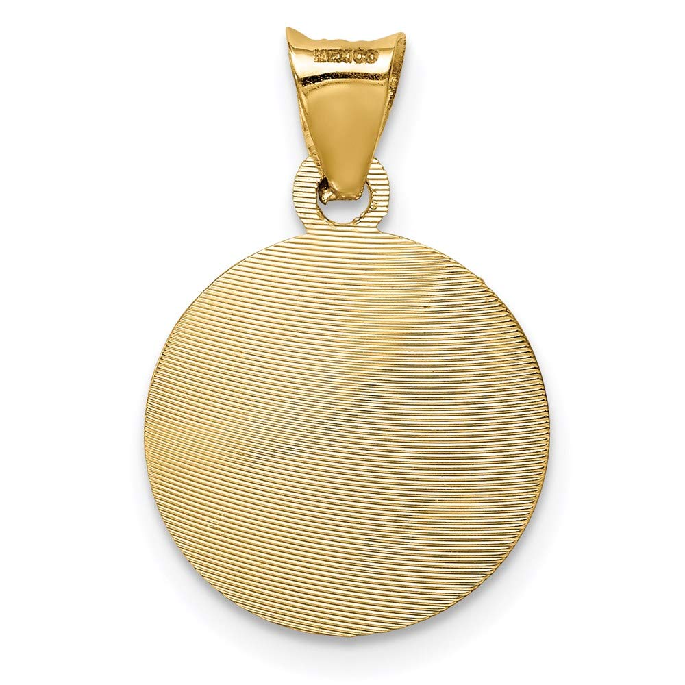 14K with Rose and White Rhodium Polished Diamond-cut Solid Our Lady Of Guadalupe Round Pendant