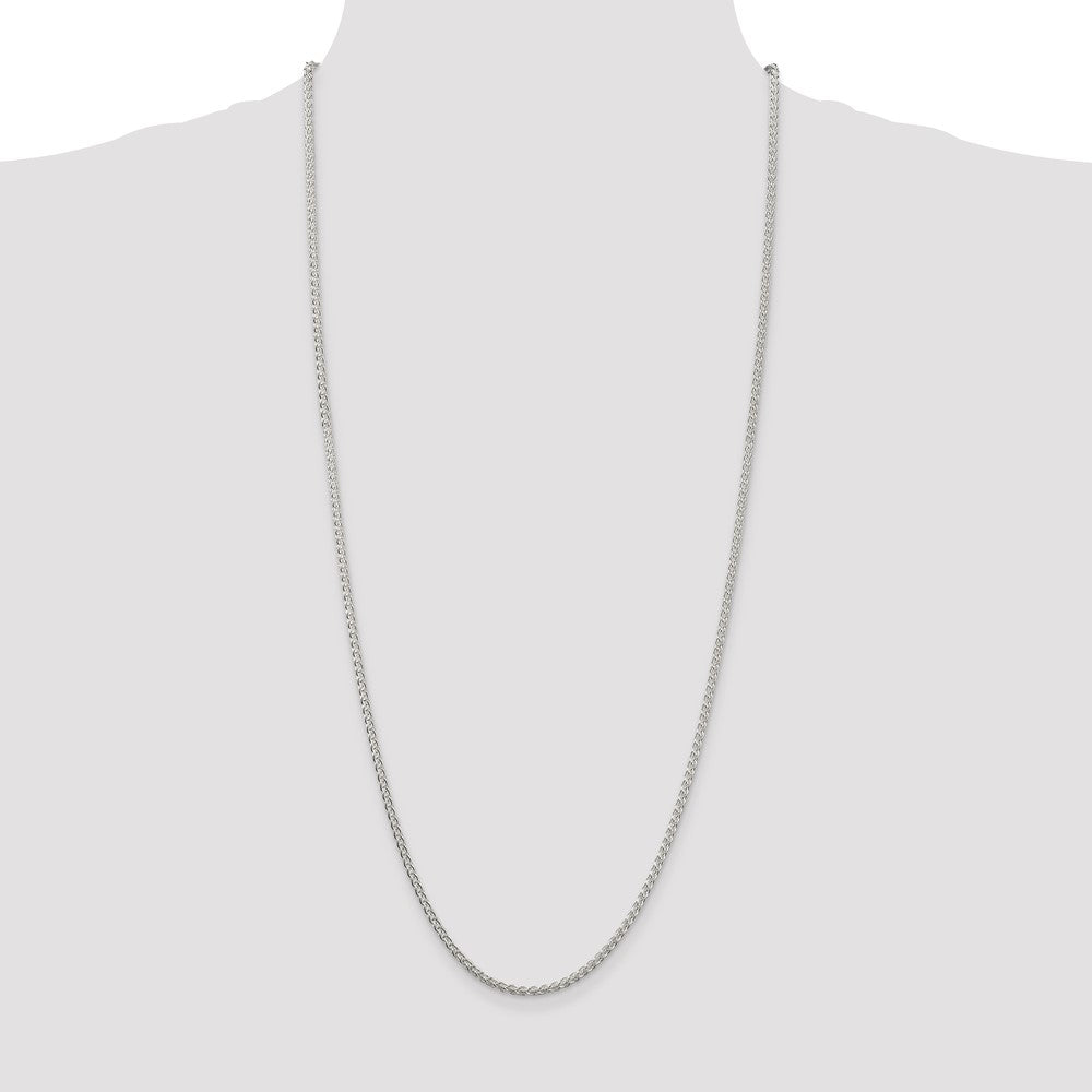 Sterling Silver Rhodium-plated 2.5mm Round Spiga Chain 30 Inches