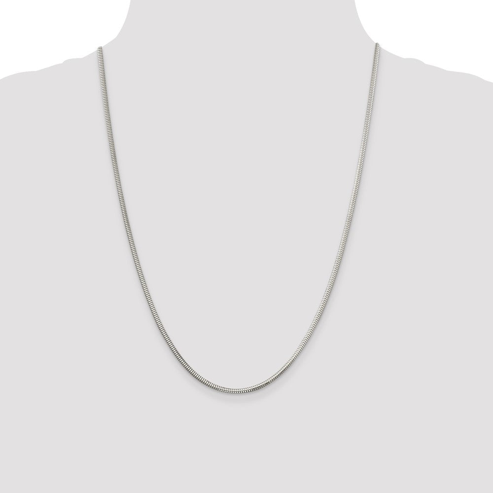 Sterling Silver 2.5mm Diamond-cut Snake Chain 24 Inches