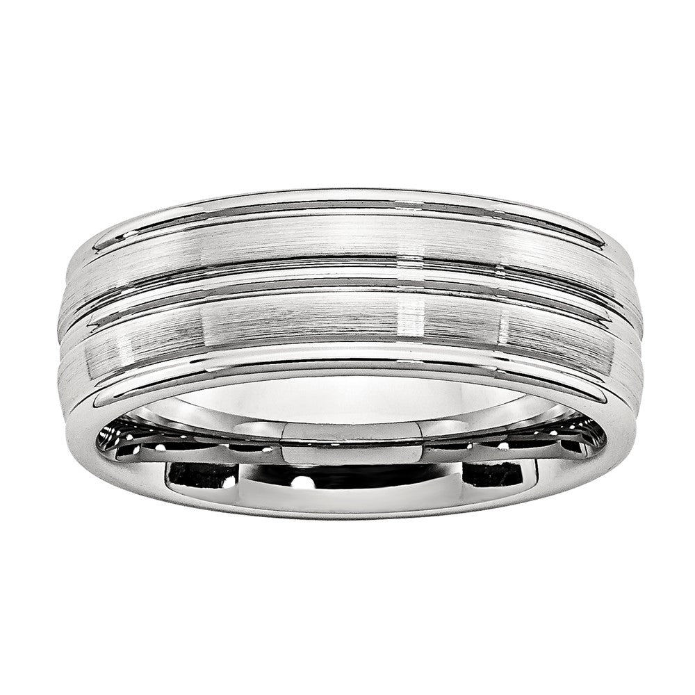 Cobalt Chrome 8mm Comfort Fit Center & Outer Row Ribbed Band