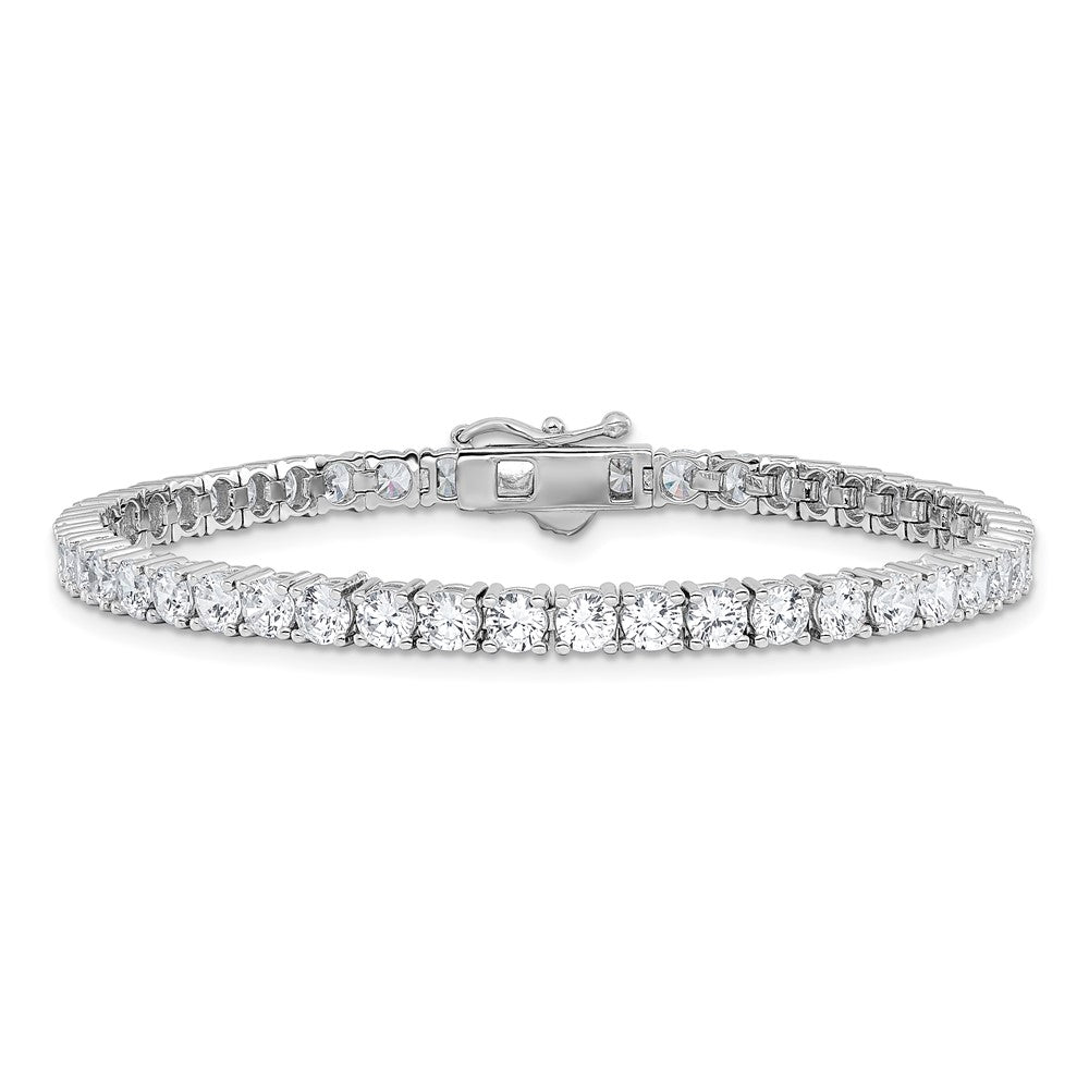 Sterling Shimmer Sterling Silver Rhodium-plated 3.5mm CZ 48 Stone 7 inch Bracelet 7 inches