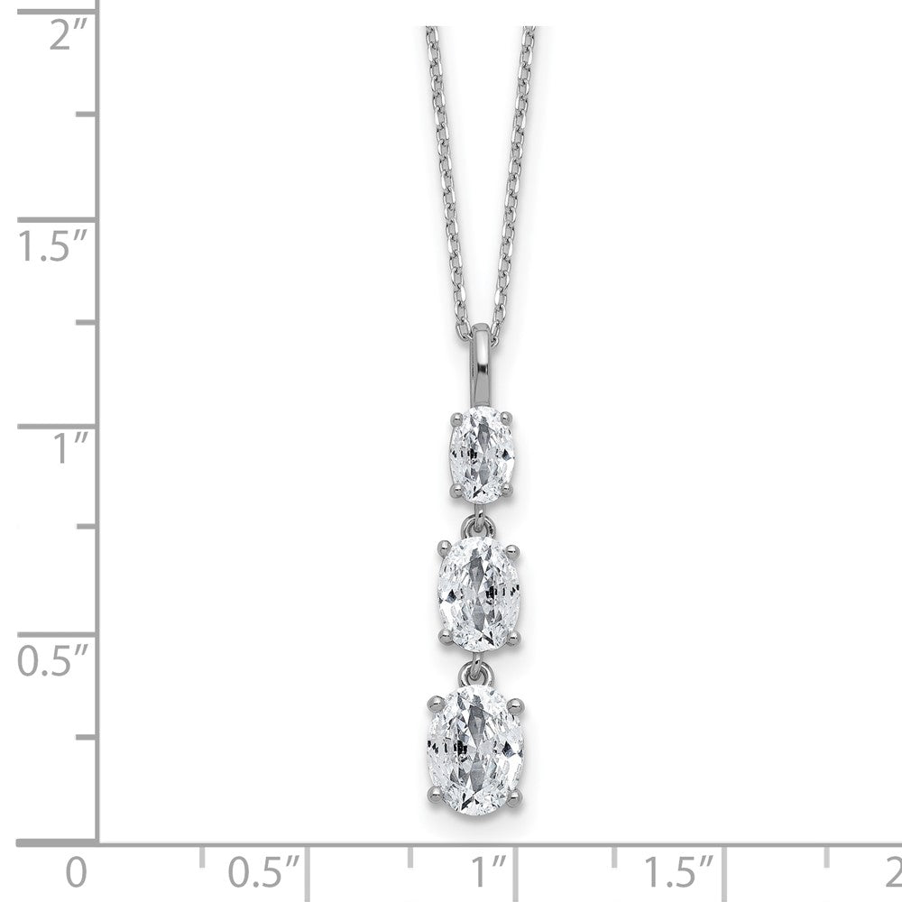 Cheryl M Sterling Silver Rhodium-plated Polished Graduated Triple Oval CZ Necklace 18 Inches