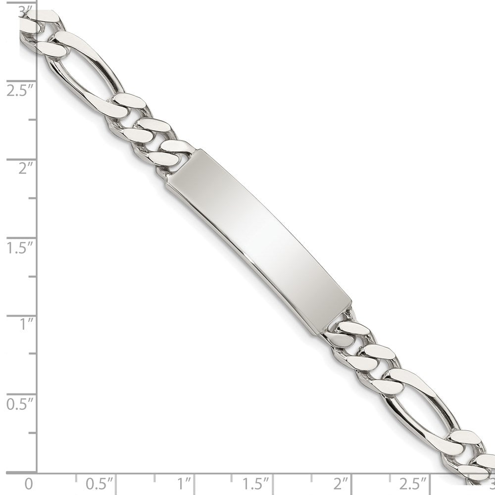 Sterling Silver Polished Engraveable Figaro Link ID Bracelet 8.5 inches