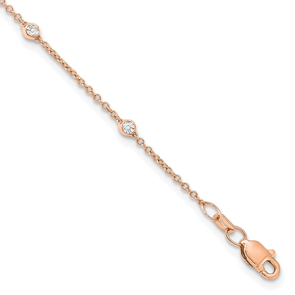 True Origin 14k Rose Gold 1/5 carat Lab Grown Diamond VS DEF Nine Station 9 inch Bracelet