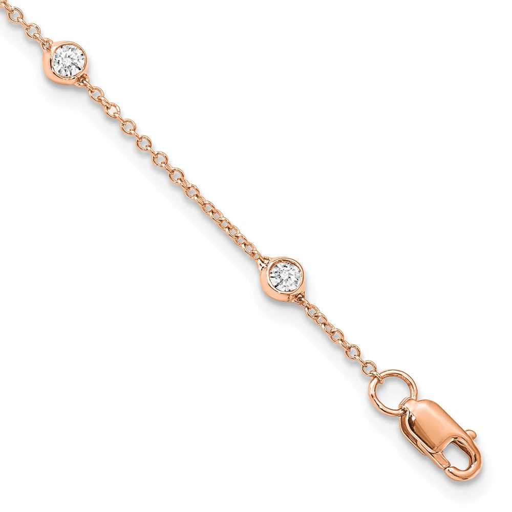 True Origin 14k Rose Gold 1/2 carat Lab Grown Diamond VS DEF Nine Station 9 inch Bracelet