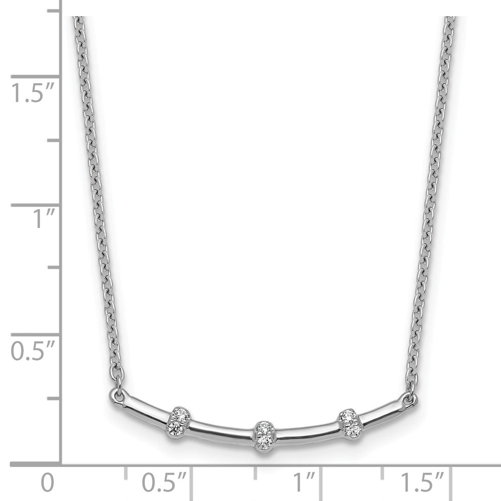 14K White Gold Polished Diamond Bar Necklace