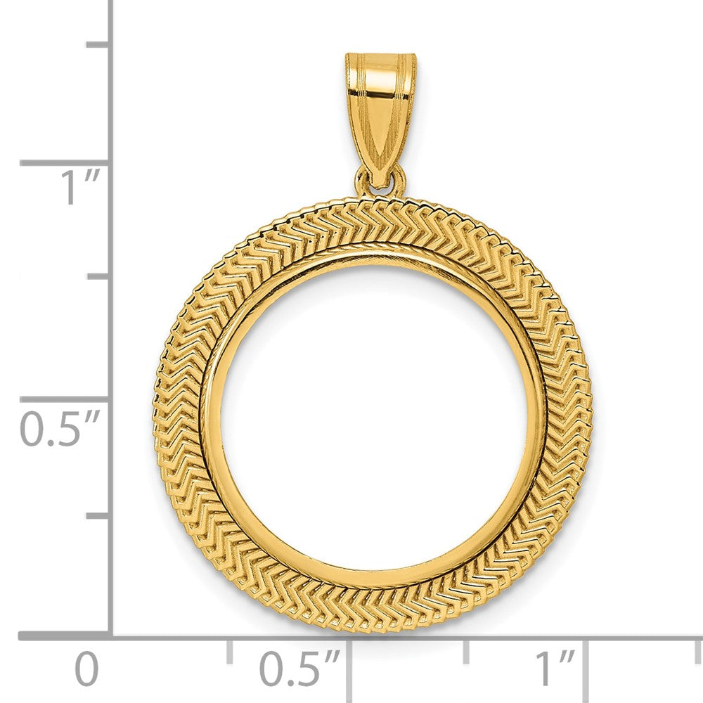 14k Polished Layered with 18.0mm Prong Coin Bezel Pendant