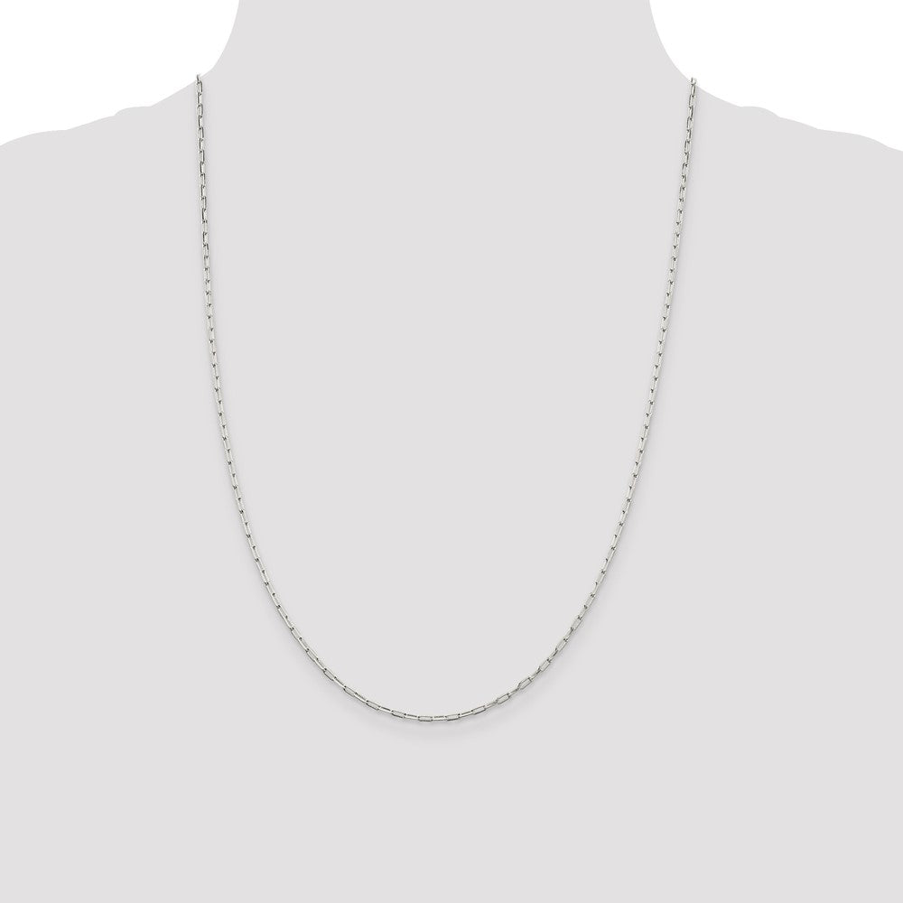 Sterling Silver 2mm Elongated Open Link Chain 24 Inches