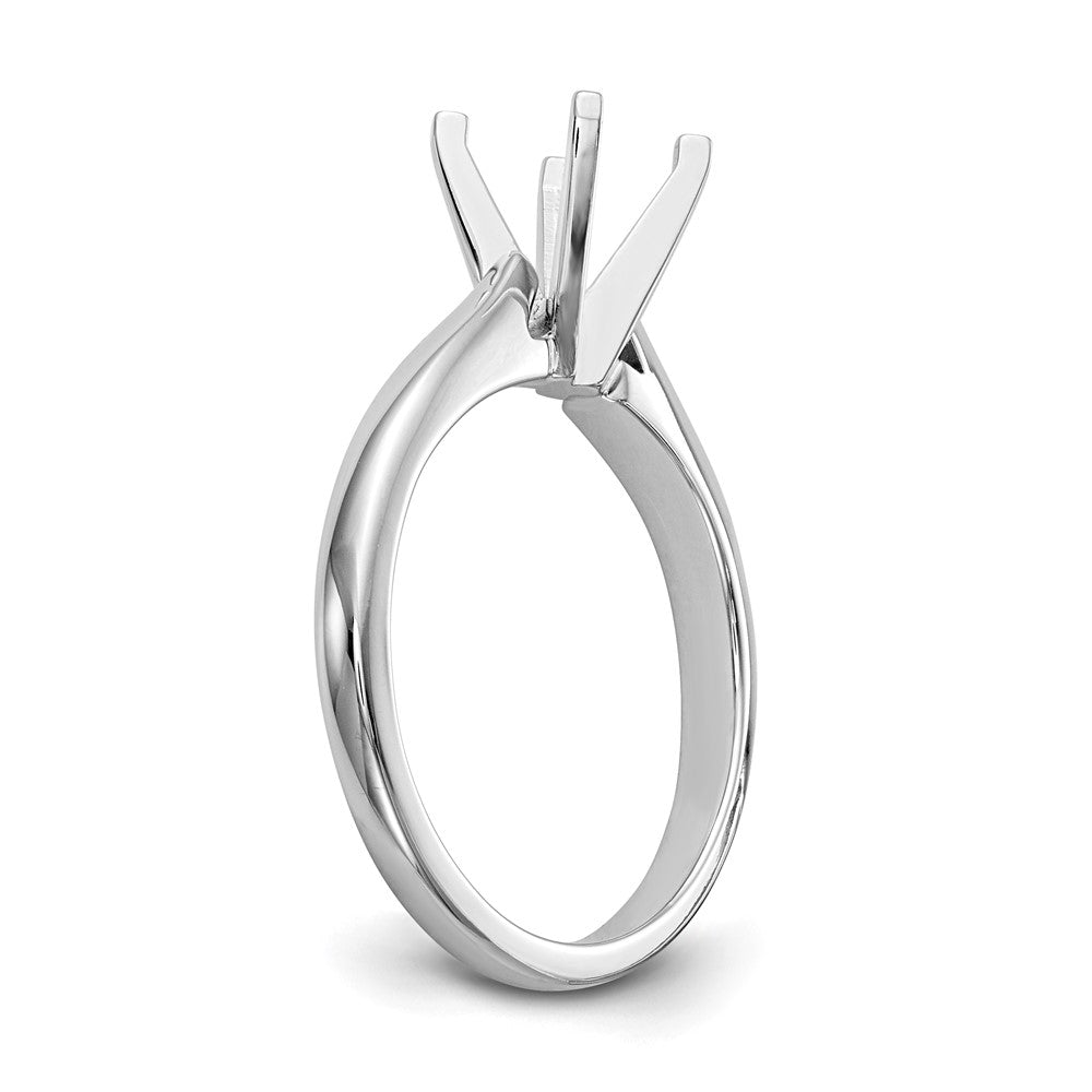 14k White Gold 1 carat Medium-Weight High Shoulder Airline Half-Round 4-Prong Round Solitaire Ring Mounting
