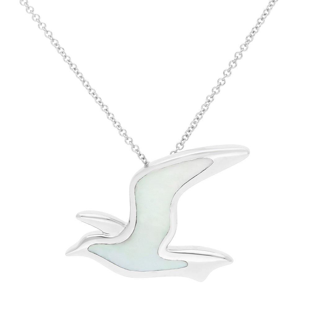 Sterling Silver LDS WHITE MOP SEAGULL PENDANT