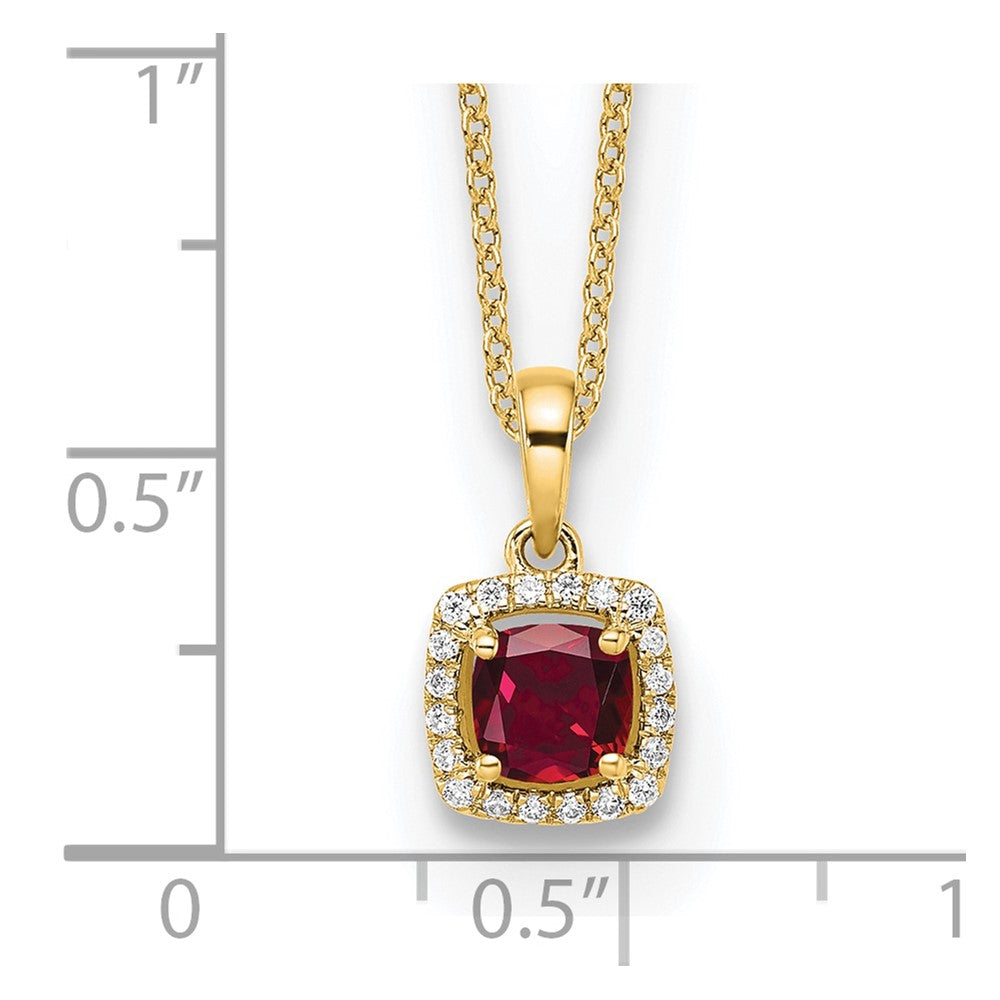 14k 1/10 carat Lab Grown Diamond VS/SI+ G+ and Created Ruby 18 inch Pendant Necklace