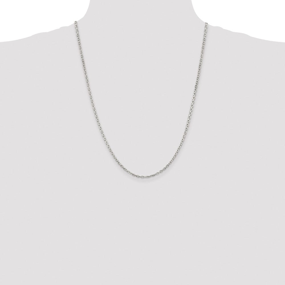 Sterling Silver Rhodium-plated 2.75mm Beveled Oval Cable Chain