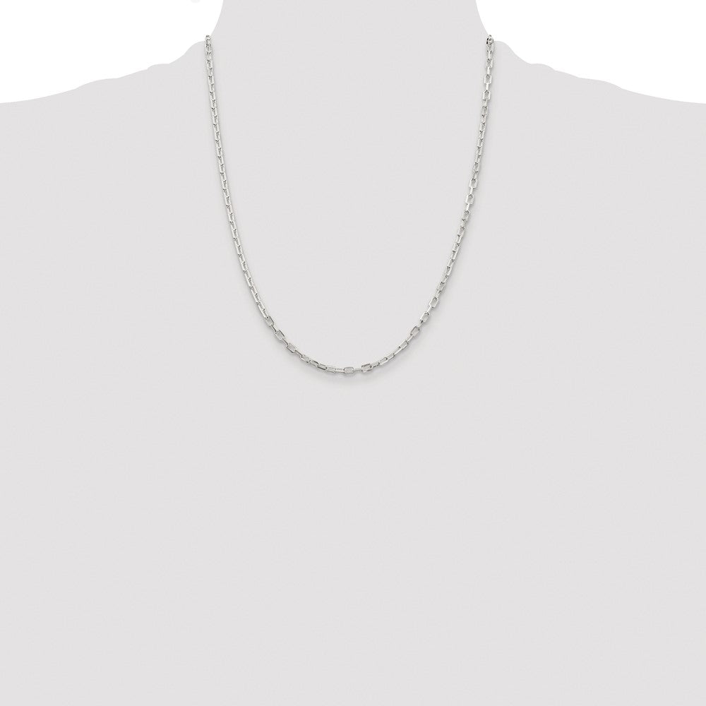 Sterling Silver Rhodium-plated 2.9mm Diamond-cut Long Link Cable Chain
