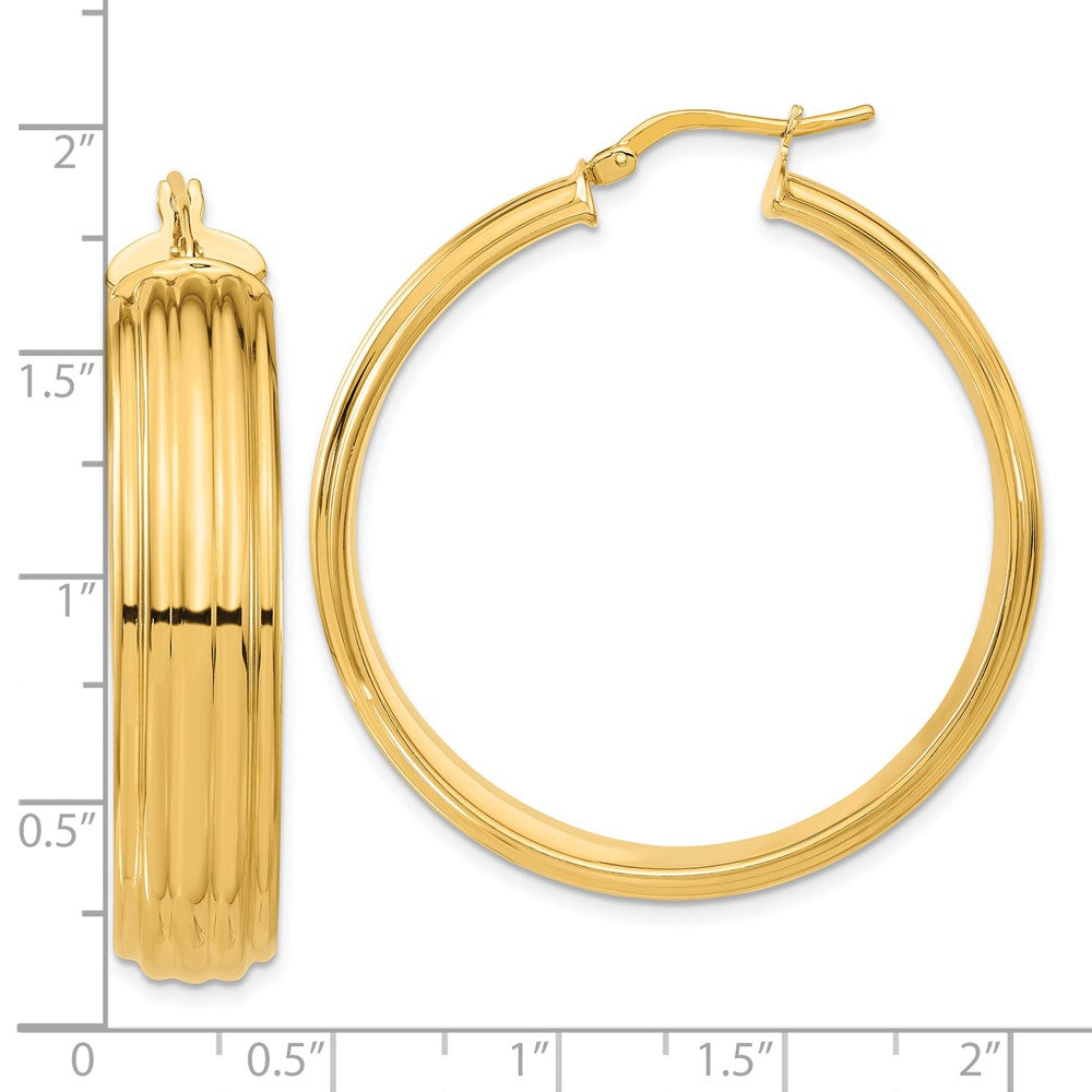 Bronze Polished Textured Round Hoop Earrings
