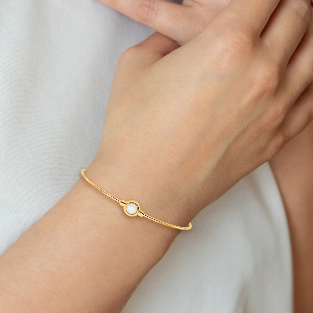 Sterling Silver Gold-plated Polished Opal Cuff Bracelet
