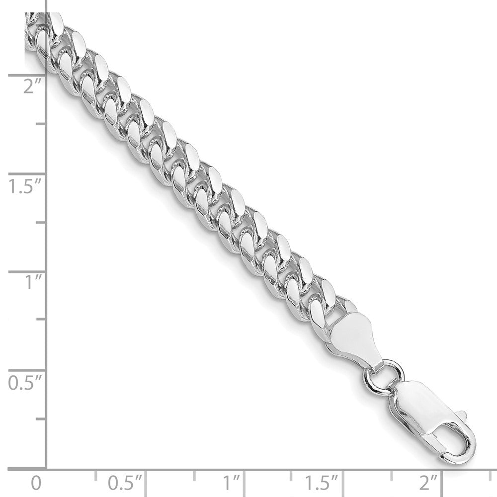 Sterling Silver Rhodium-plated 6mm Domed w/ Side D/C Curb Chain 7 inches