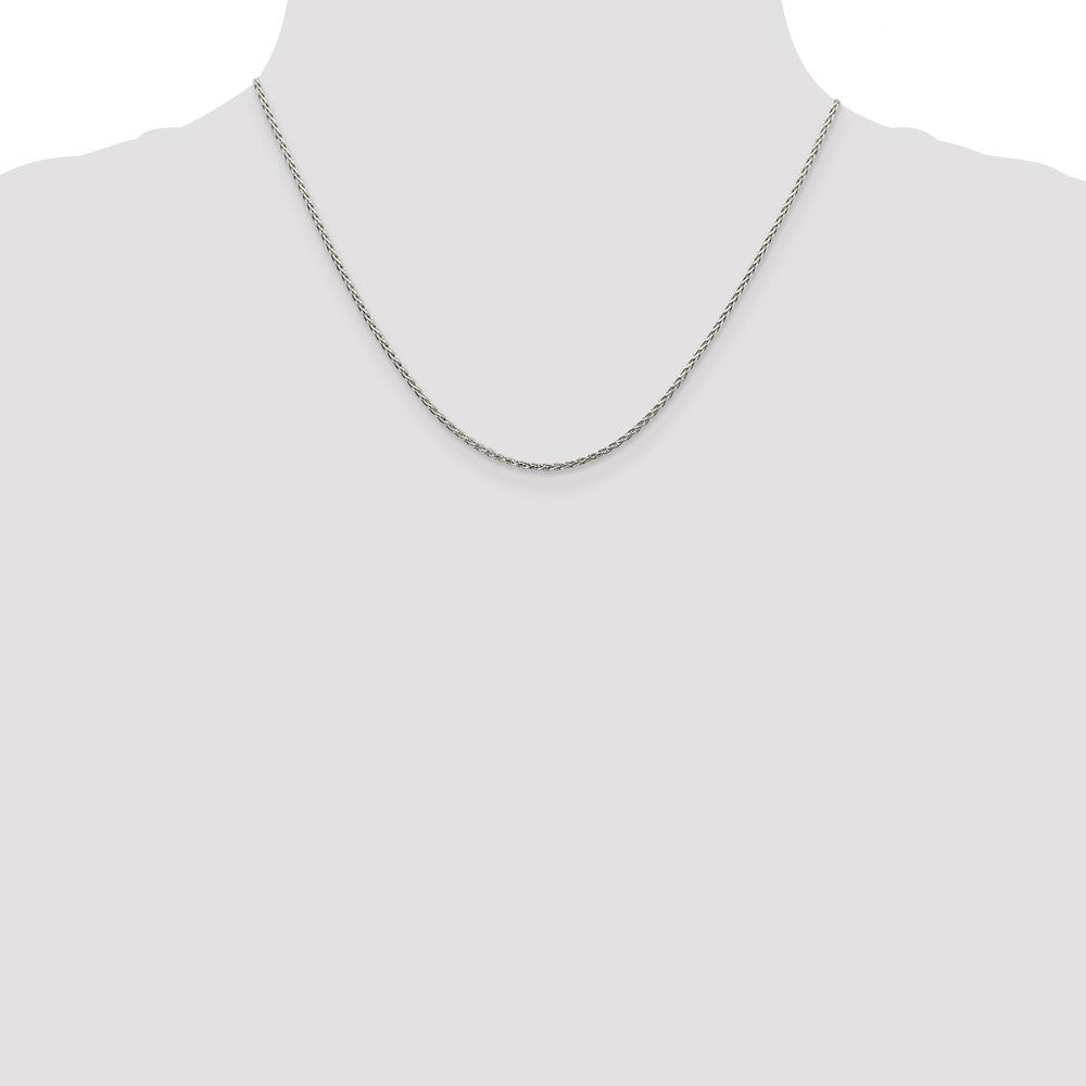 Sterling Silver Rhodium-plated 1.5mm Diamond-Cut Spiga Chain w/2in ext. 18 Inches