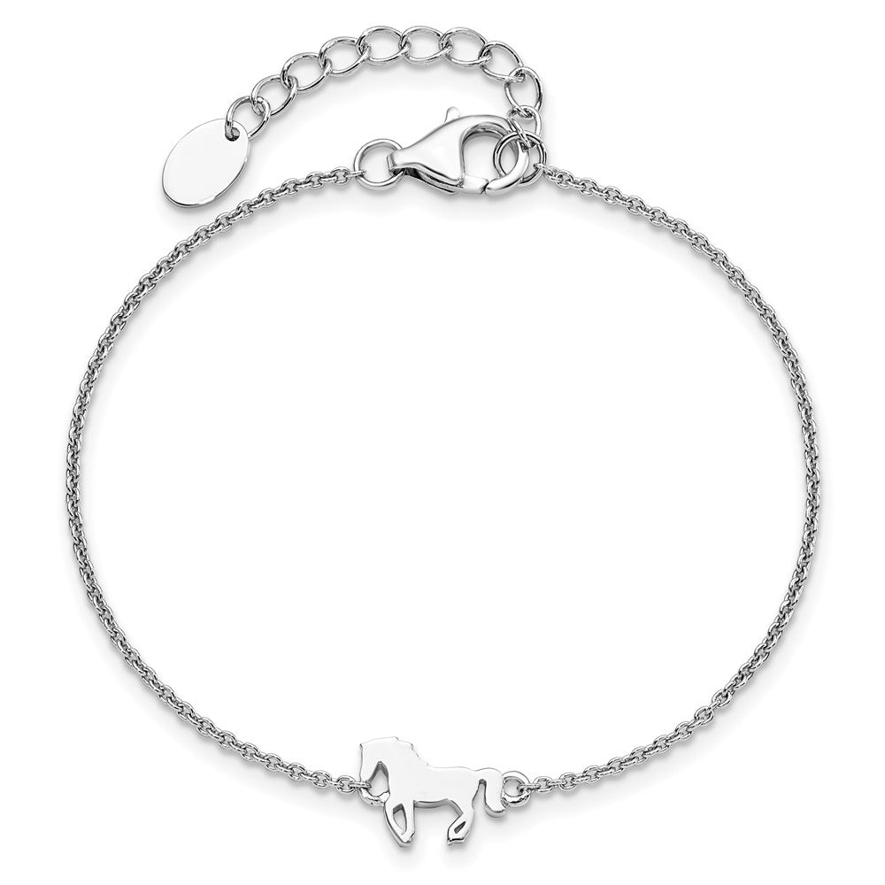 Sterling Silver Rhodium-plated Horse 6.25in Plus 1in ext Bracelet 6.25 inches