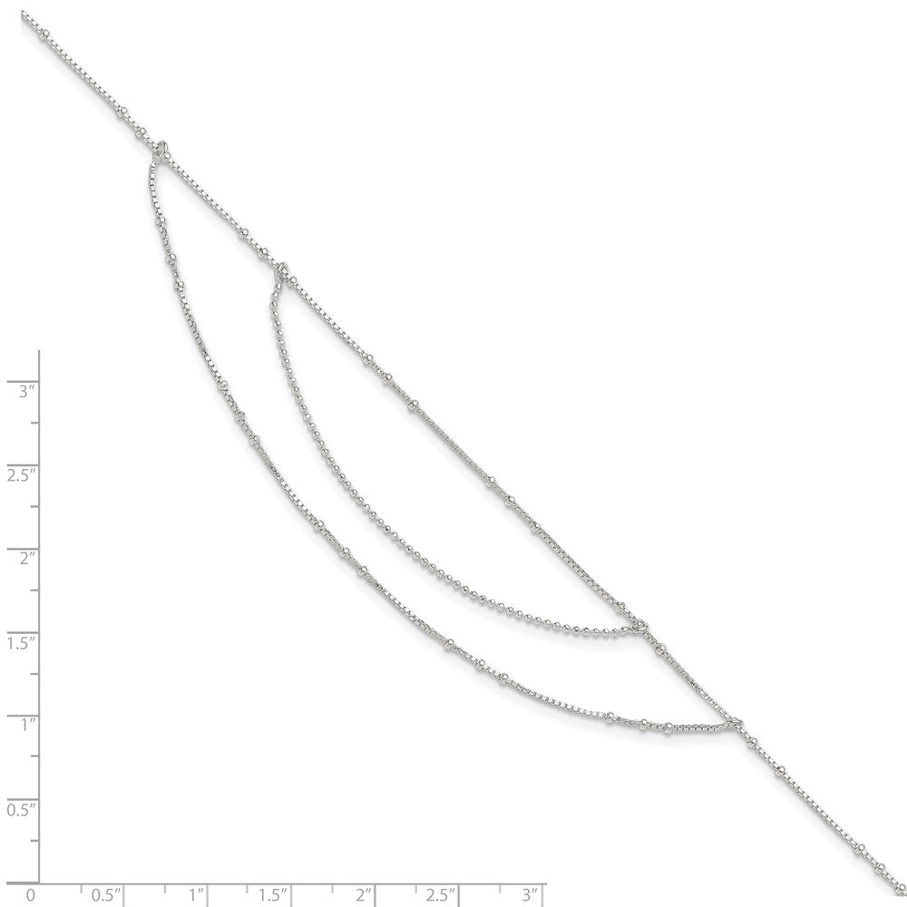 Sterling Silver Polished Multi-Strand 9in Plus 1 in Ext Anklet 9 inches