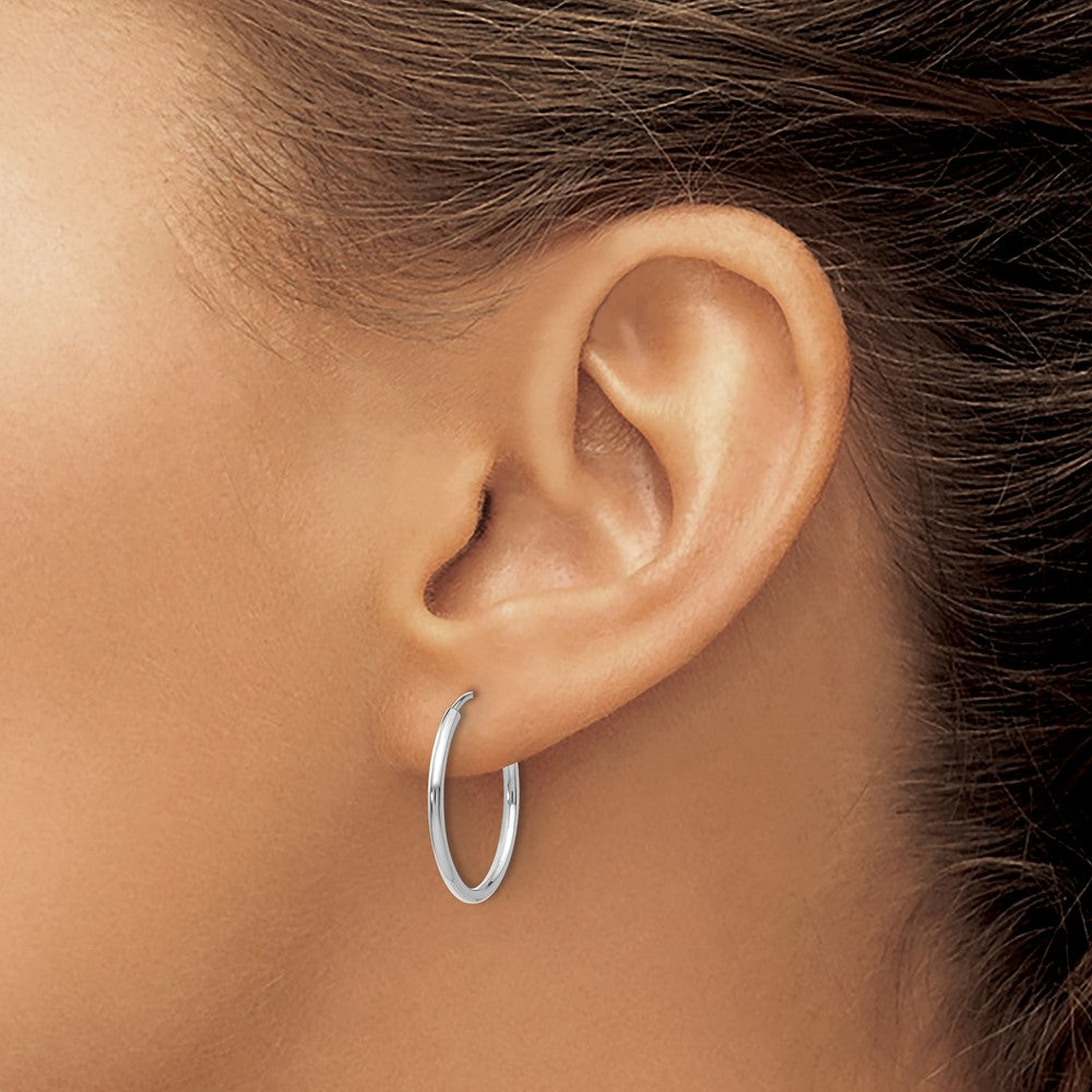 14k White Gold 1.2mm Polished Endless Hoop Earrings