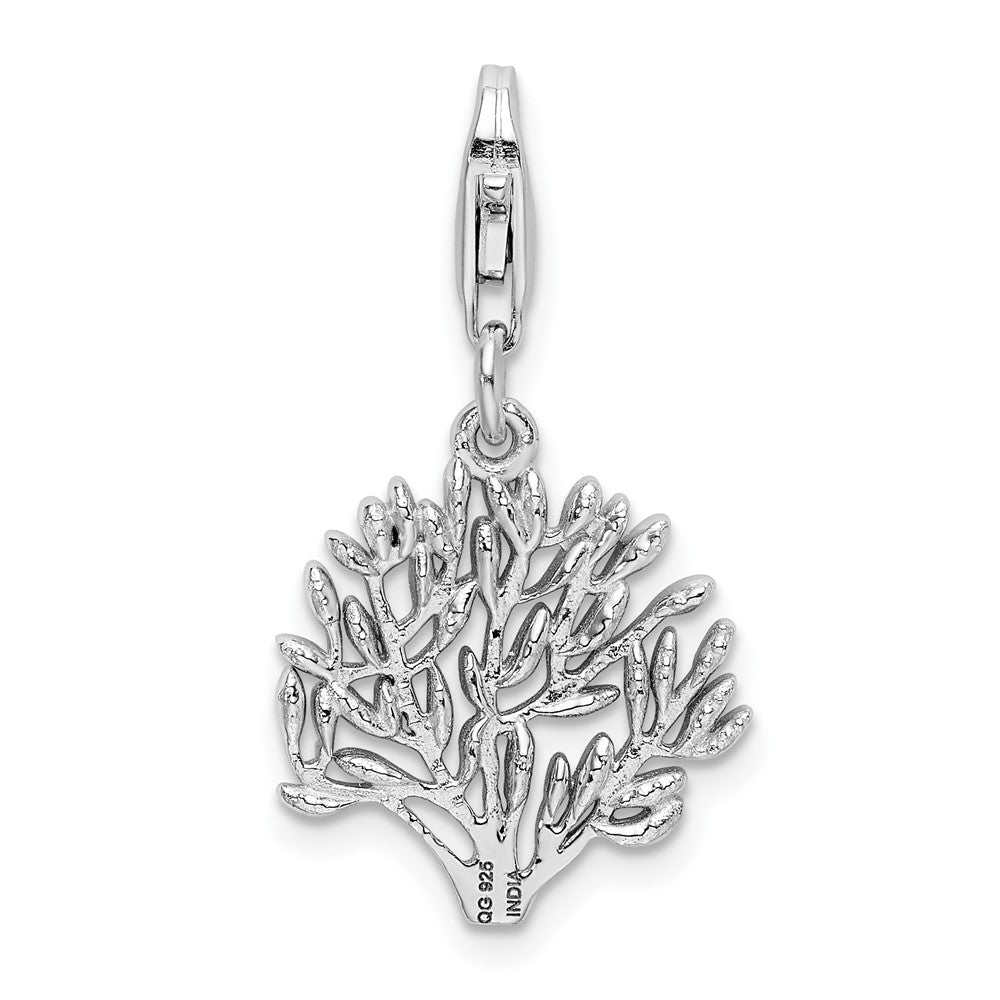 Amore La Vita Sterling Silver Rhodium-plated Polished 3-D Tree Charm with Fancy Lobster Clasp
