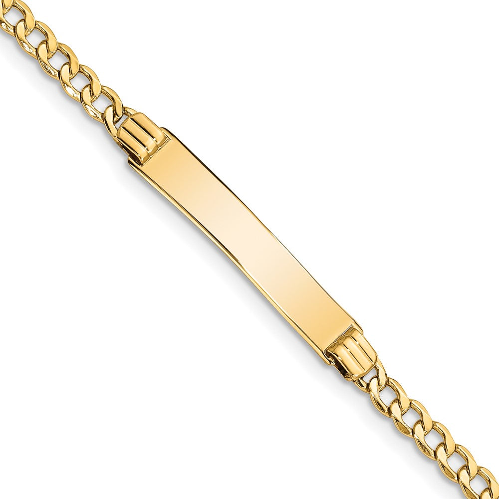 14k Semi-Solid Polished Cuban ID Bracelet 7 inches